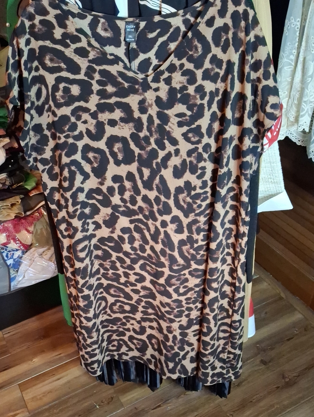 Emery Rose Leopard Print Dress - Brown/Black 2XL Preloved